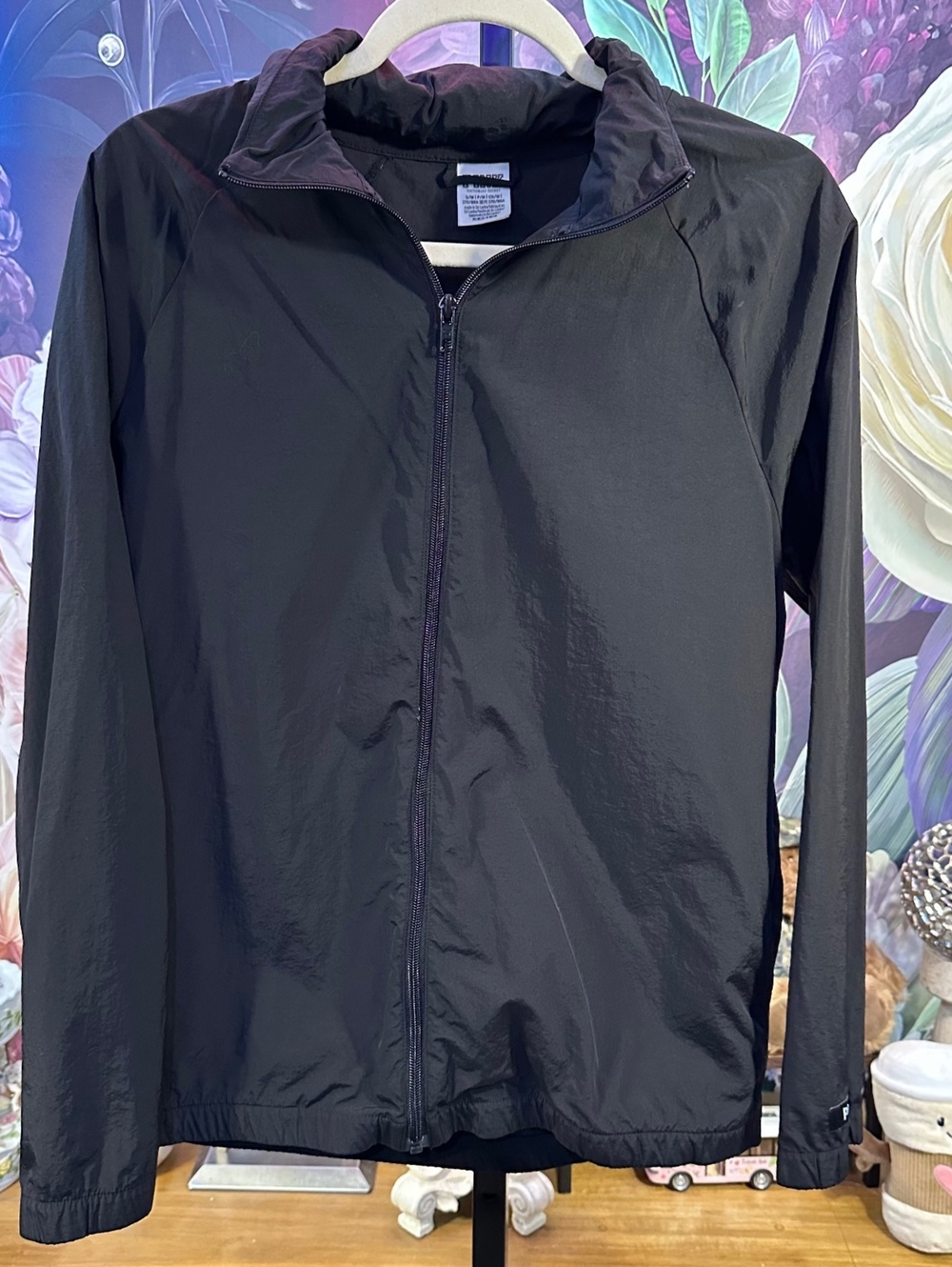 PINK Victoria's Secret S/M Full Zip Windbreaker Packable Hood Lightweight Black